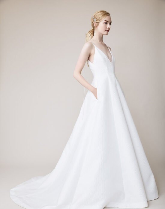 Pearl Trimmed Off-the-Shoulder Wedding Dress