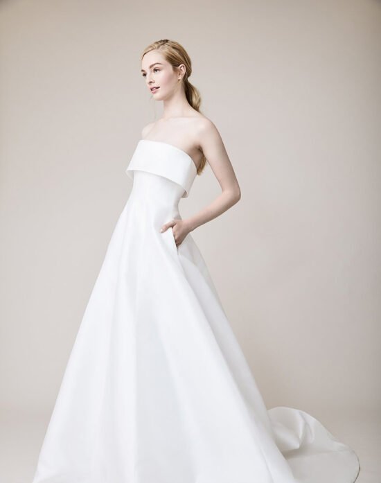 Grosgrain Banded Stretch Lace Wedding Dress
