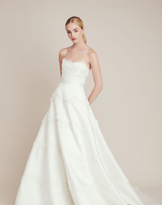 Floral Tulle Wedding Dress with Removable Sleeves