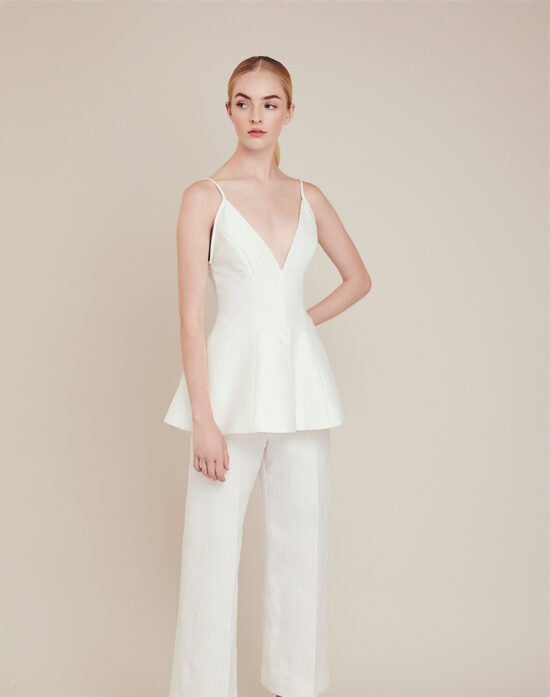 Off-the-Shoulder Mikado Trumpet Wedding Dress