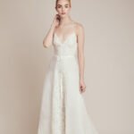 Illusion Deep-V Spaghetti Strap Wedding Dress