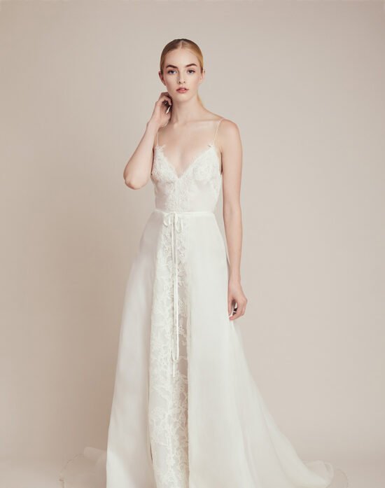 Illusion Deep-V Spaghetti Strap Wedding Dress